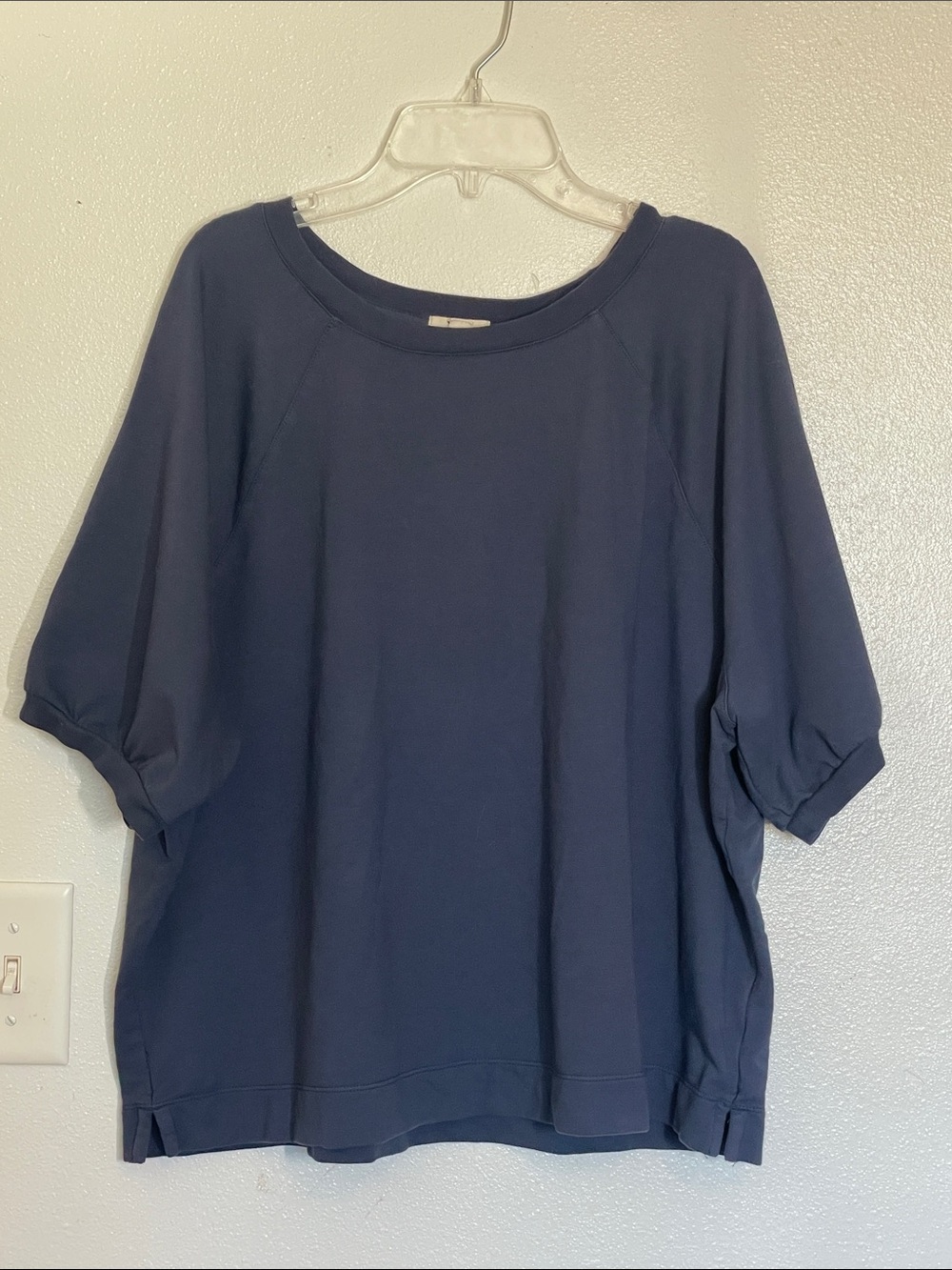 NIC+ZOE Navy Short Sleeve Crewneck Pullover